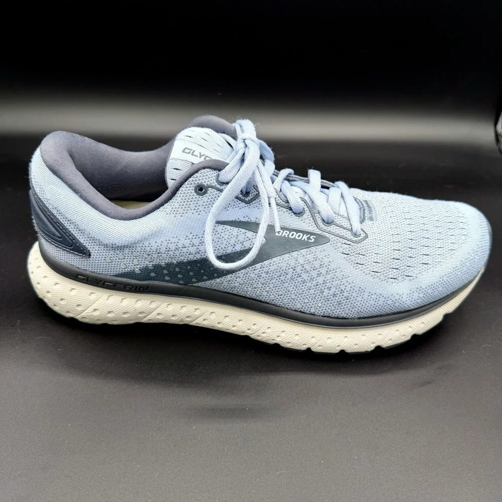 Brooks Glycerin 18 Womens 9.5 Wide Running Shoes Light Blue Grey 203171D073